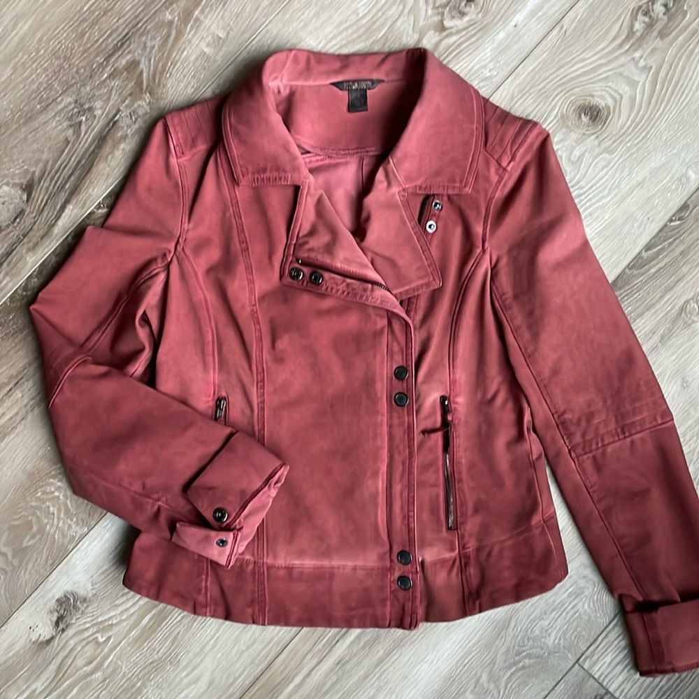 Evereve Peyton Jensen Clay Rose Red Moto Jacket Small